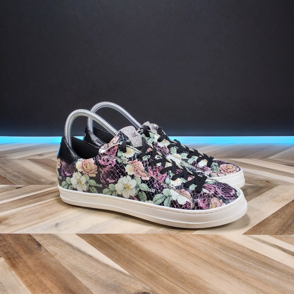 P448 John Flowers‎ Floral Python Embossed Low Top Sneakers Womens EU 38 US 7.5